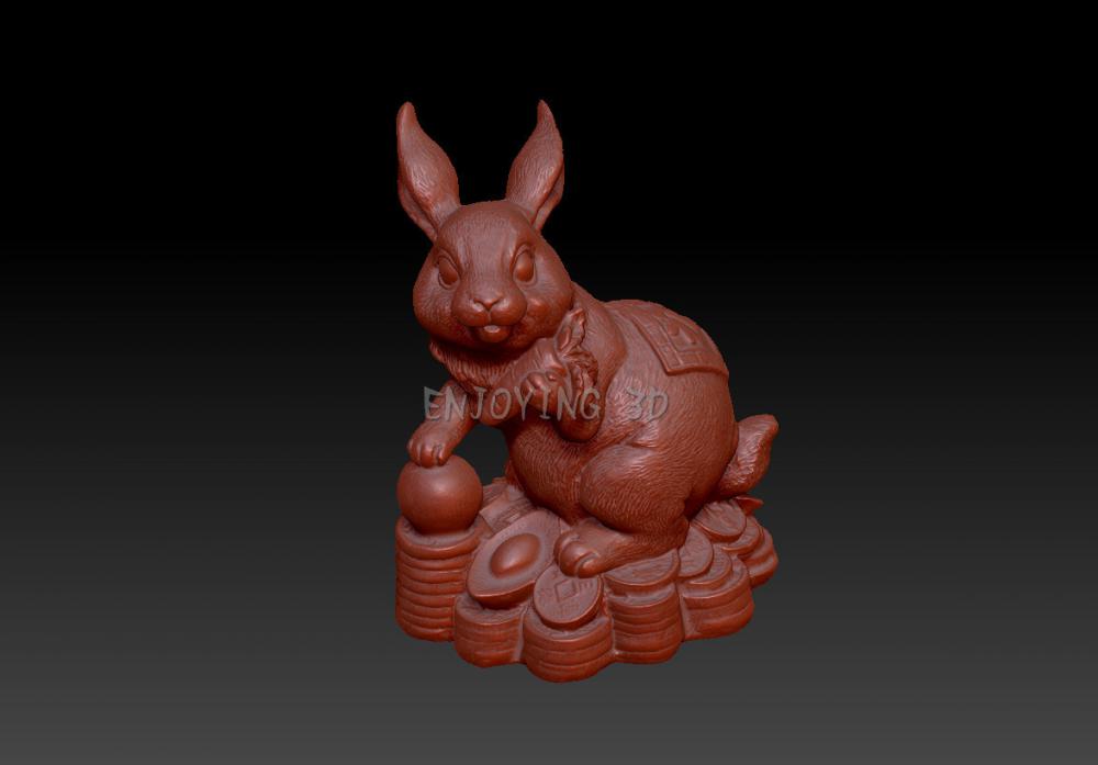 招财兔子-摆件3D打印模型