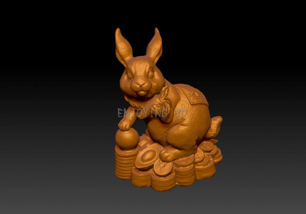 招财兔子-摆件3D打印模型