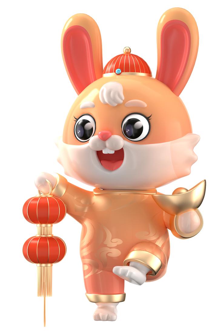 兔年 提灯笼捧元宝3D打印模型