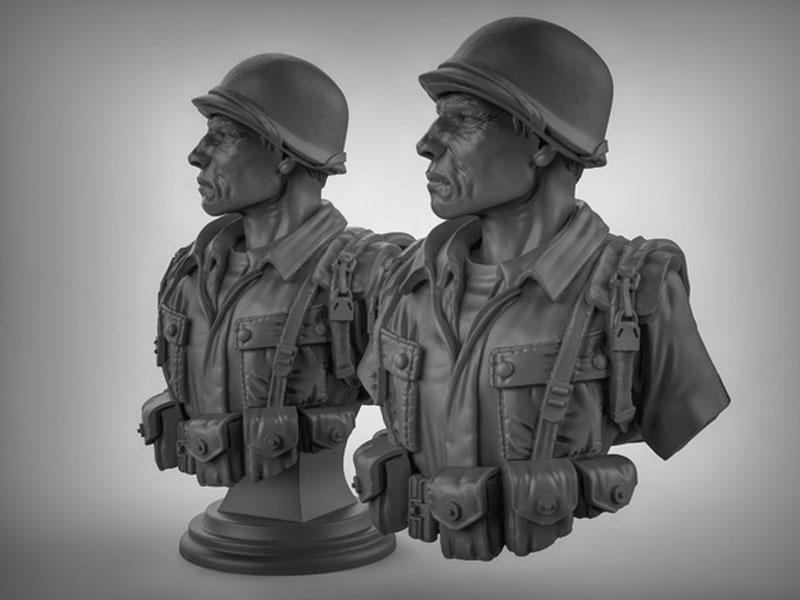 二战美军士兵胸像 半身像3D打印模型