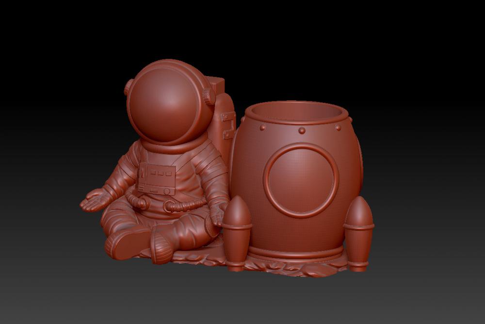 太空人宇航员笔筒 2-13D打印模型