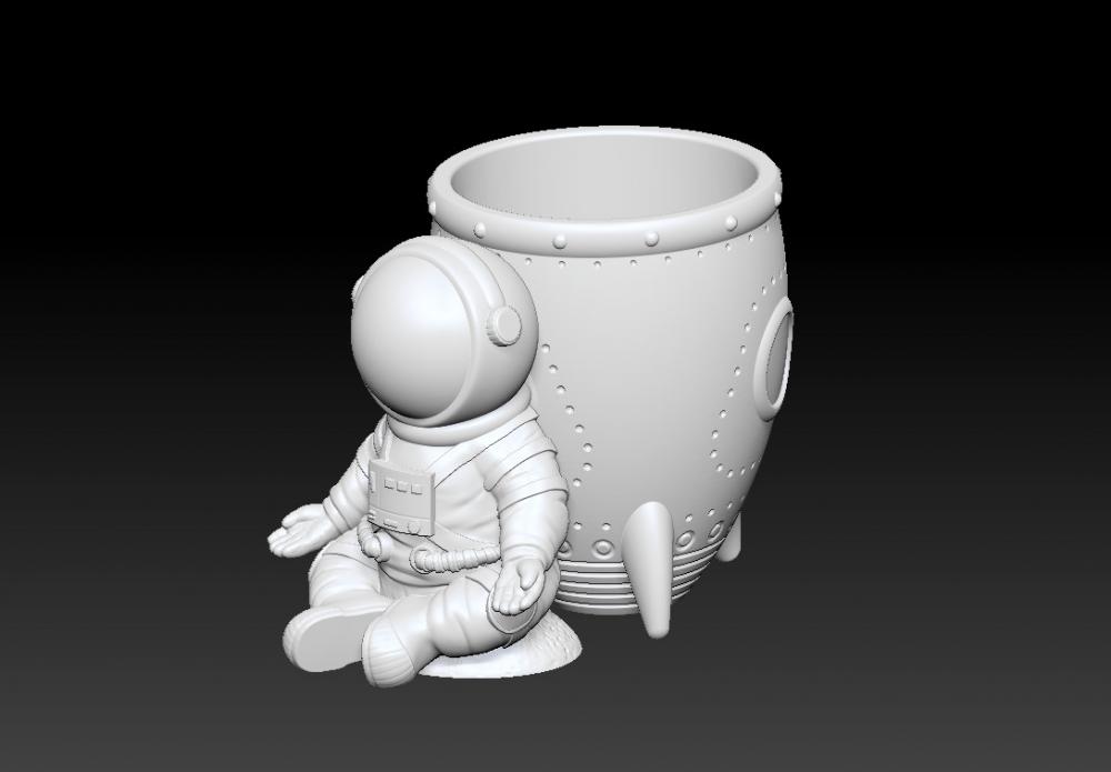 太空人宇航员笔筒 4-23D打印模型