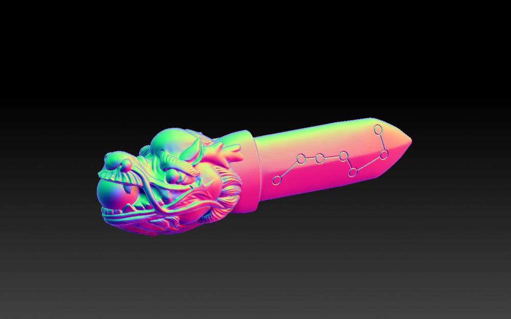 龙头七星桃木剑3D打印模型