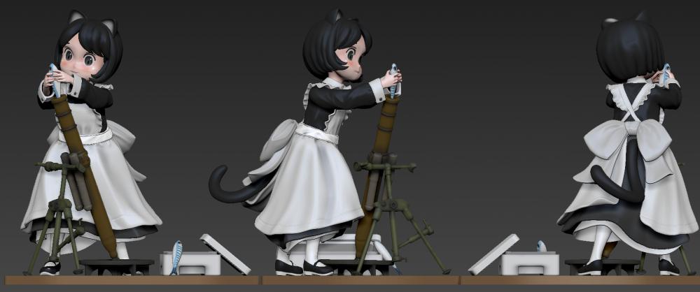女仆猫迫击炮3D打印模型