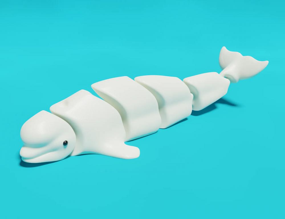 一体式可活动白鲸3D打印模型