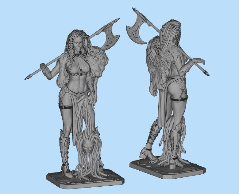 斧头神话女战士3D打印模型