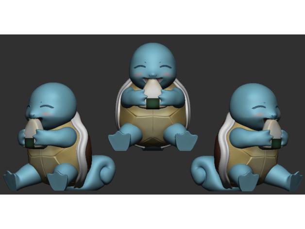 神奇宝贝-车哩龟吃饭团（高精）3D打印模型