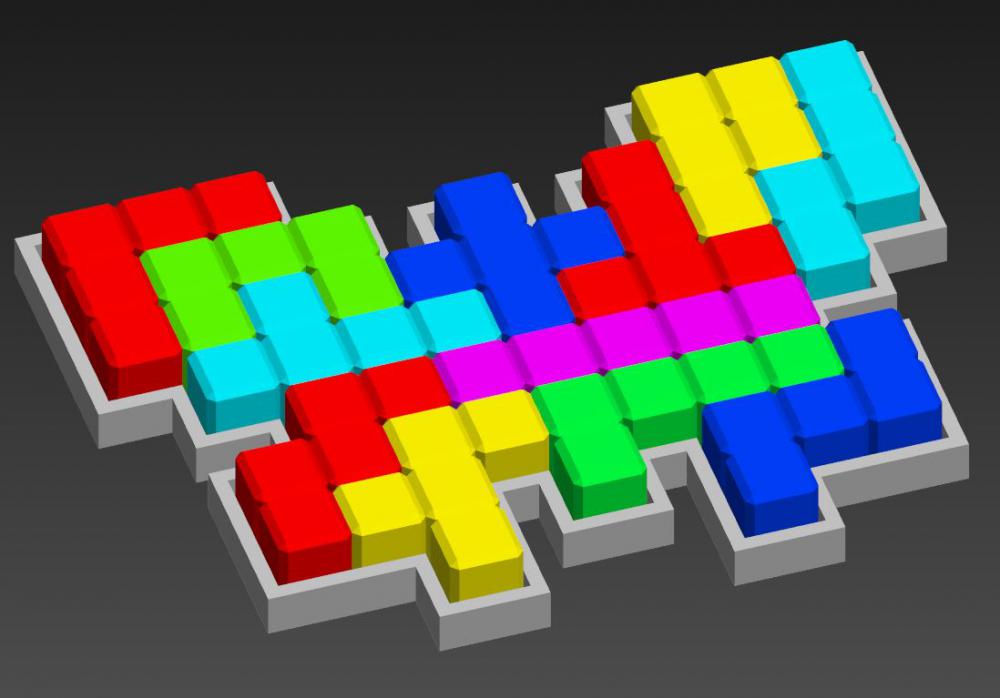 蝴蝶方块拼图（玩具016）3D打印模型