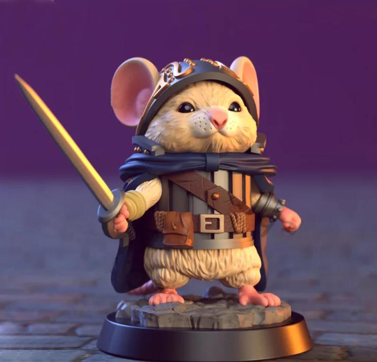迷你老鼠-老鼠士兵-单手剑士兵3D打印模型