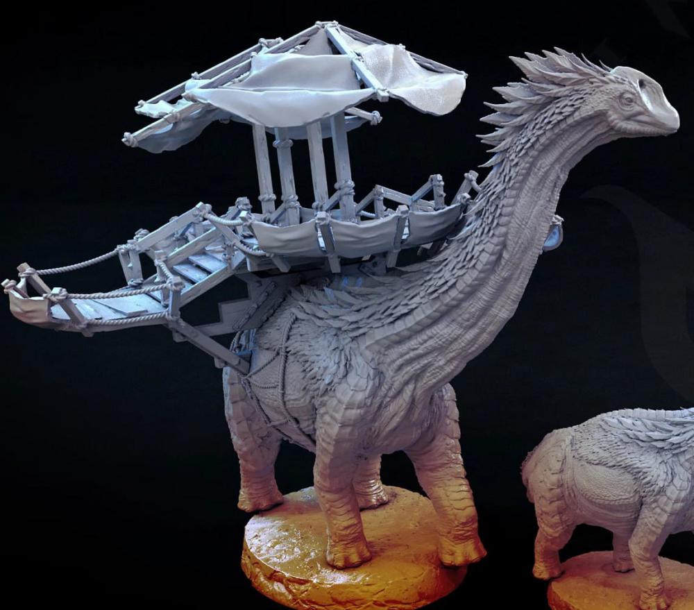 行走的长颈恐龙3D打印模型