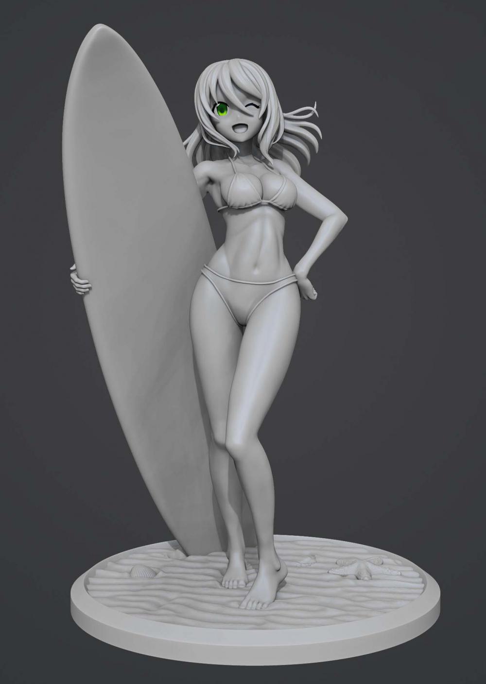 冲浪女孩3D打印模型