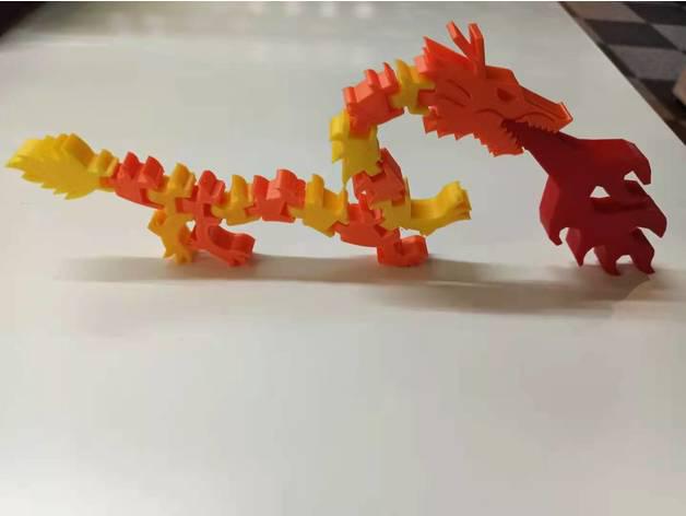 flexi可活动双色喷火中国龙3D打印模型