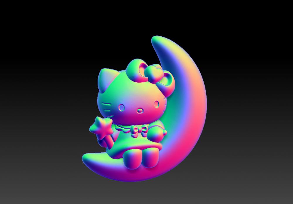 Hello Kitty 月亮吊坠3D打印模型