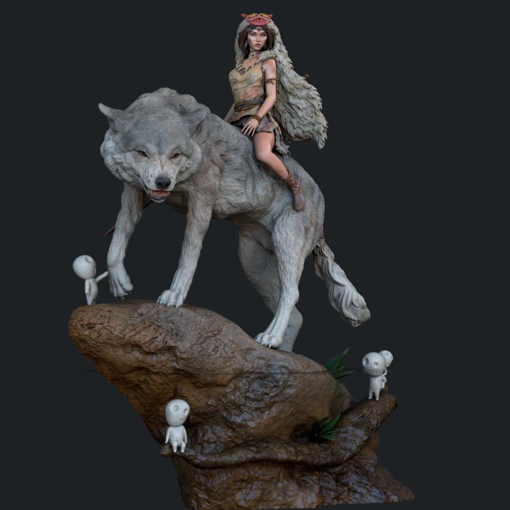 幽灵公主 公主与白狼3D打印模型