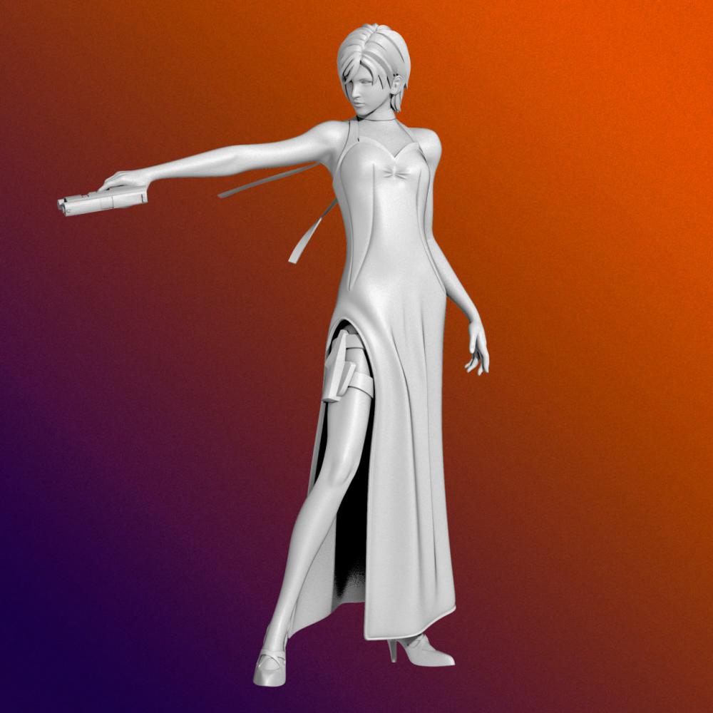 生化危机 艾达王 单手拿枪3D打印模型