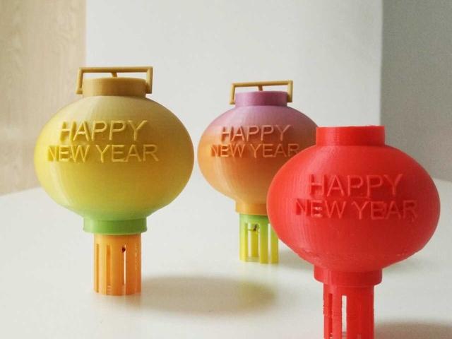新年快乐-阳光染红灯笼 祝福温暖新年