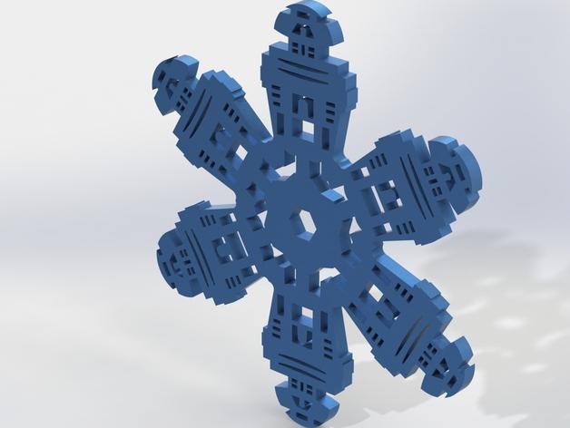 3D打印立体雪花-六角形的小精灵