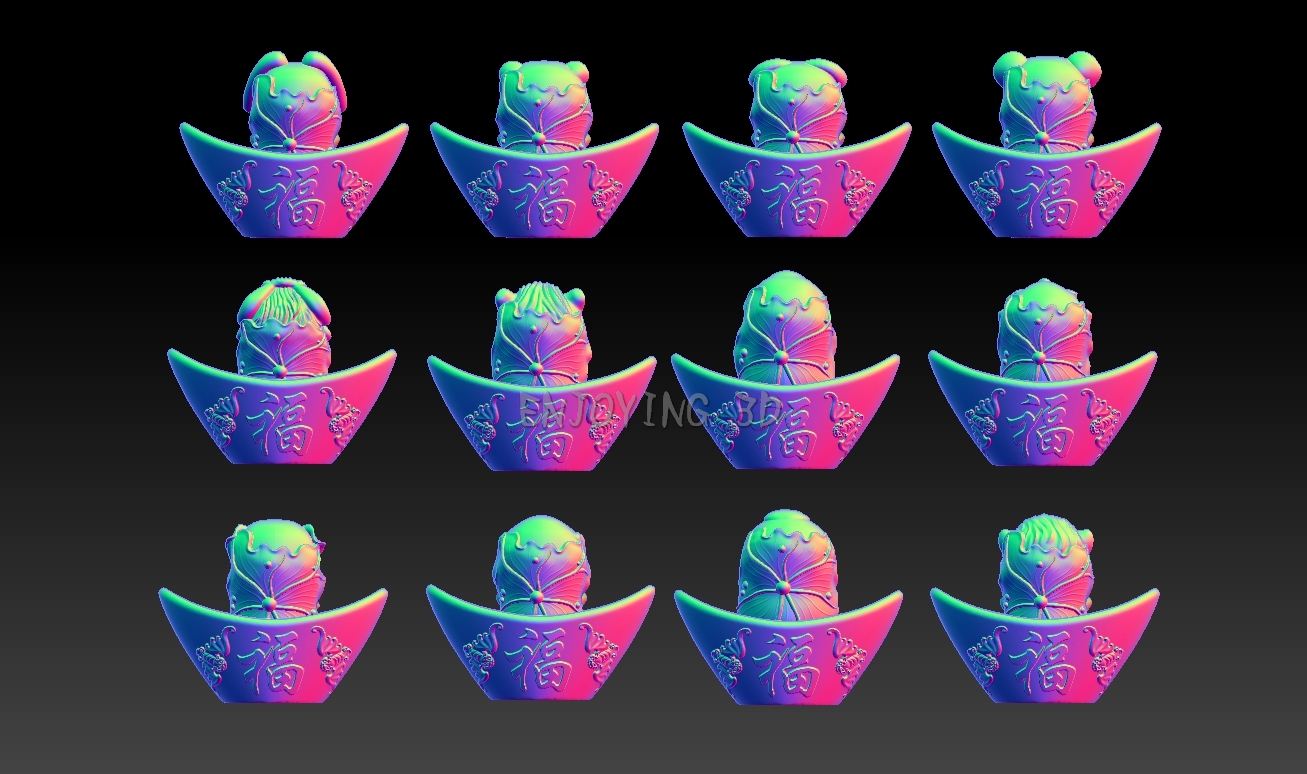 十二生肖金元宝版合輯3D打印模型