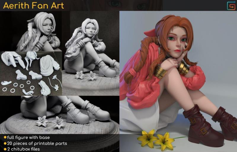 最终幻想 爱丽丝坐姿3D打印模型