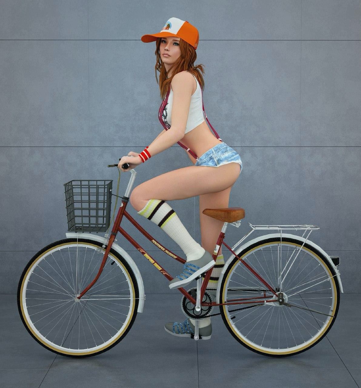 骑自行车的女孩3D打印模型