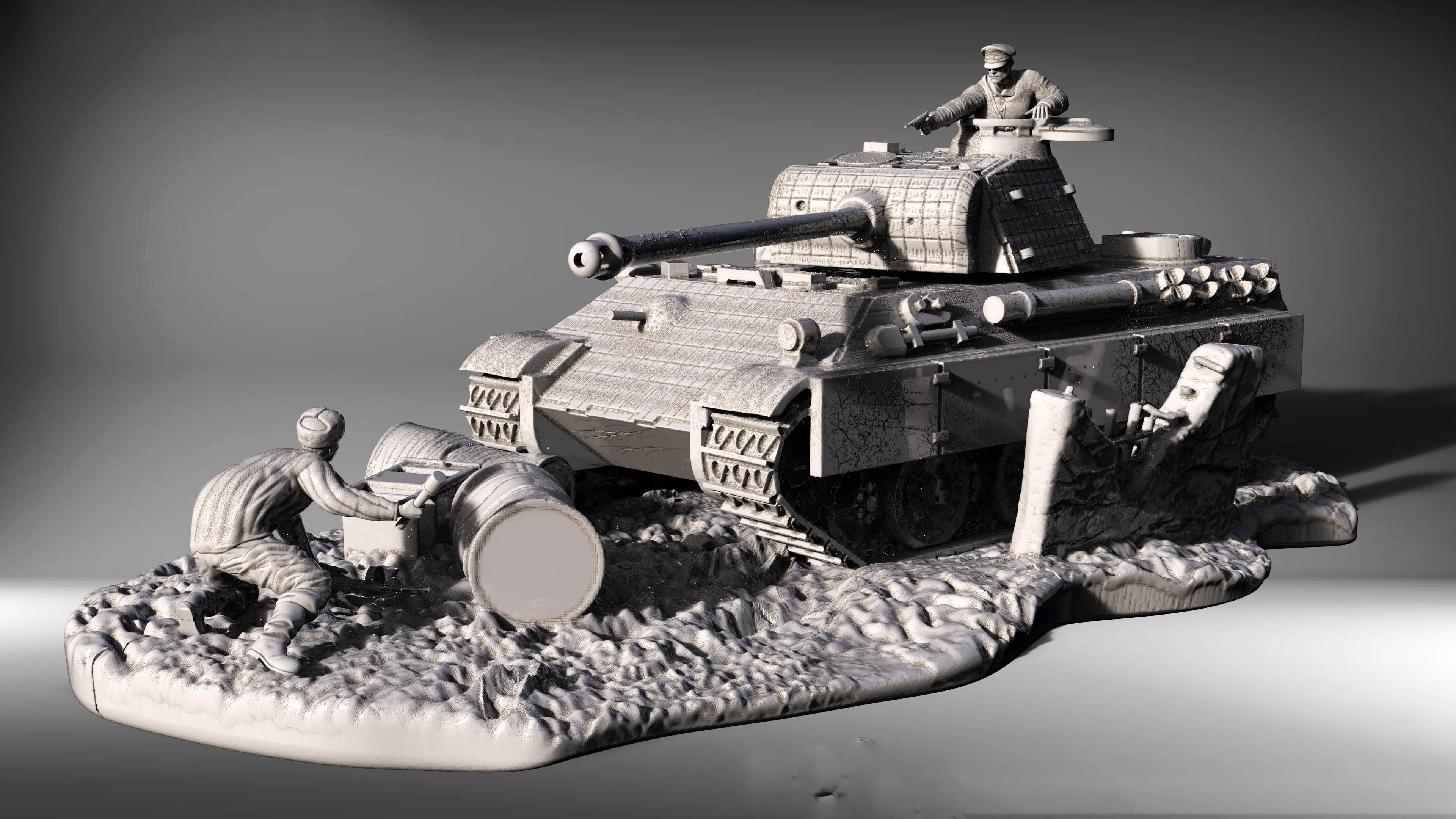 黑豹坦克的最后一战3D打印模型