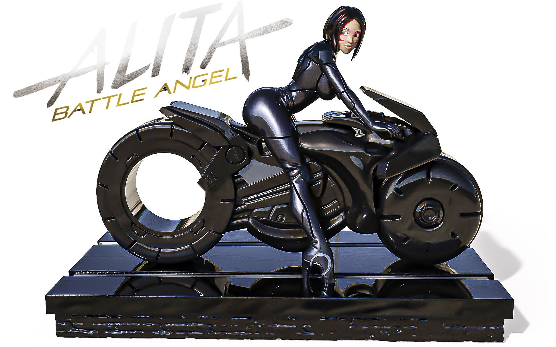 阿丽塔 骑摩托车3D打印模型