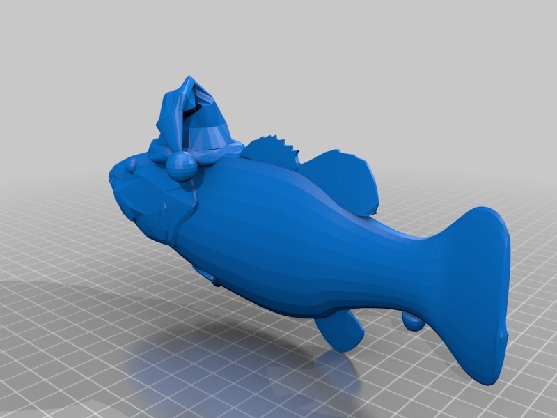 戴圣诞帽的鱼3D打印模型