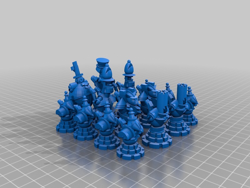 蒸汽朋克机器人国际象棋3D打印模型