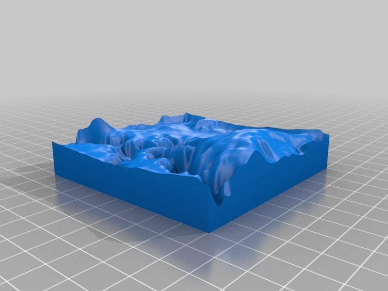 湖泊和山脉地形3D打印模型