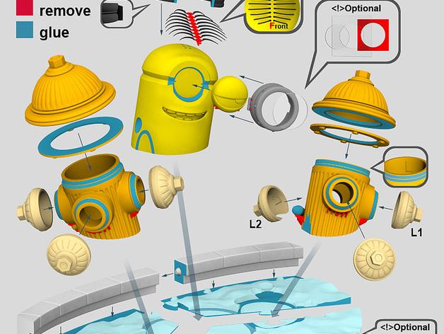 泡热水澡的小黄人3D打印模型