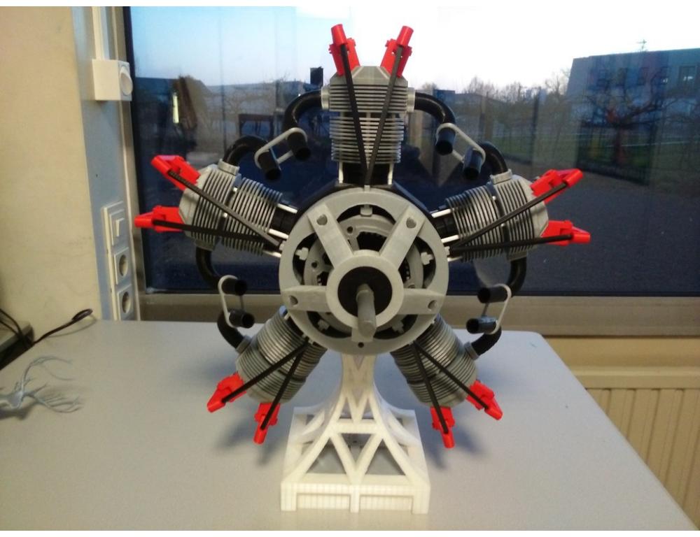 5缸星型发动机3D打印模型