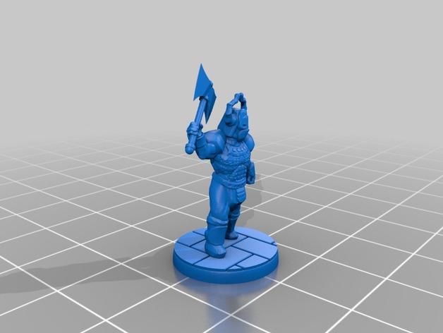 拿斧头的勇士士兵3D打印模型
