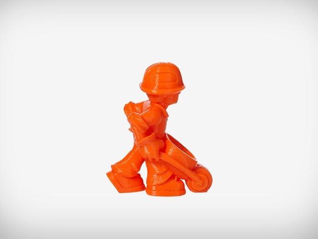 推独轮车的小人3D打印模型
