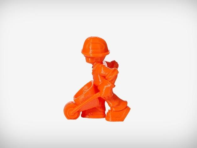 推独轮车的小人3D打印模型