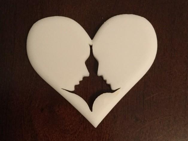 情侣头像心3D打印模型