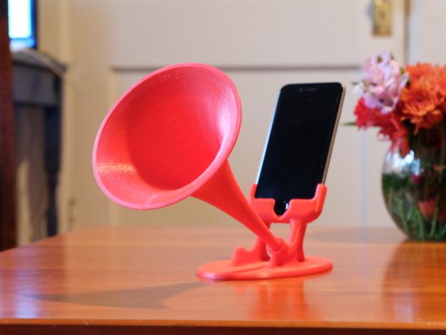 留声机喇叭手机撑3D打印模型