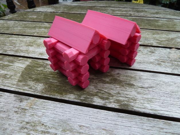 叠加原木小屋3D打印模型