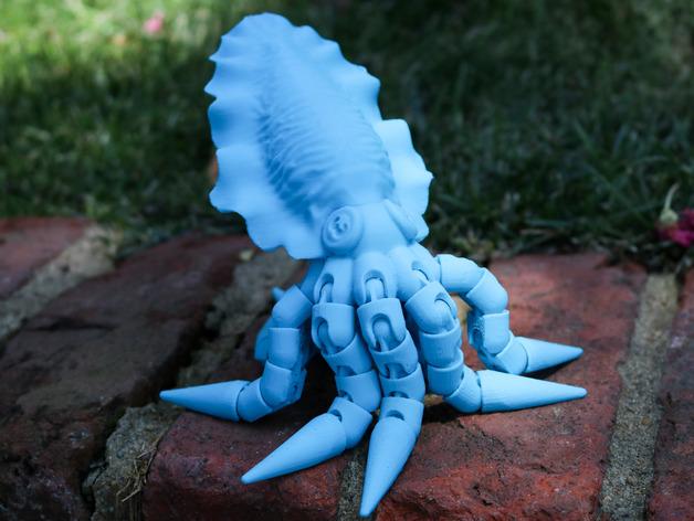 铰链式关节可活动的墨鱼3D打印模型