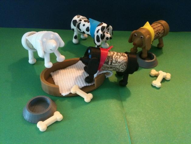 狗吃骨头3D打印模型