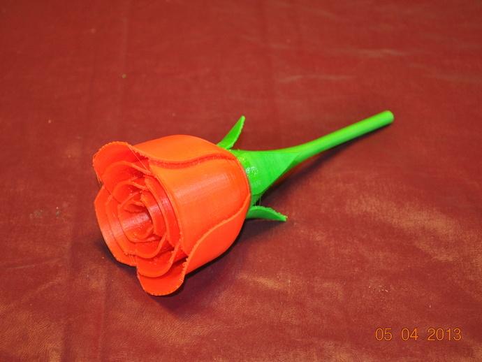 带茎的玫瑰3D打印模型