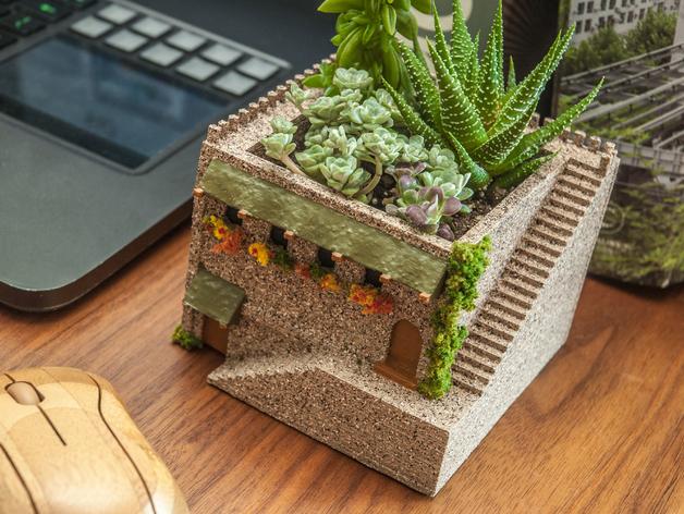 迷你别墅花盆3D打印模型