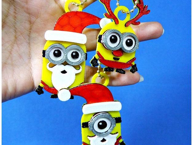 圣诞小黄人 钥匙扣3D打印模型