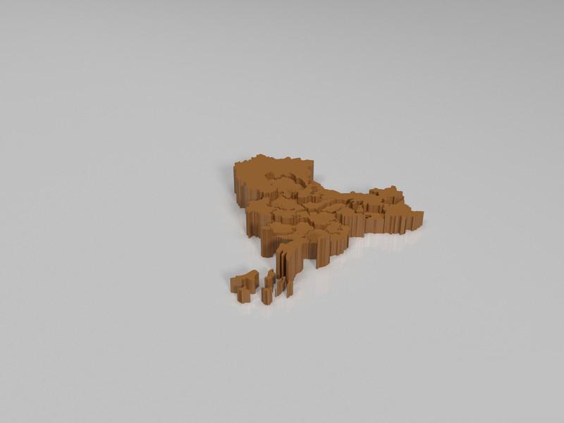 3D中国地图3D打印模型