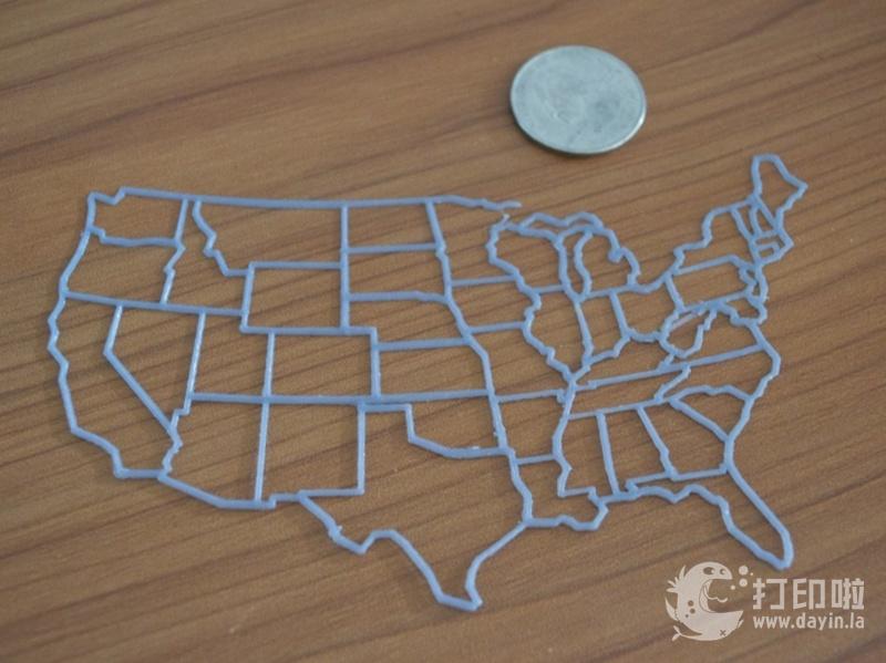 美国地图 框架3D打印模型