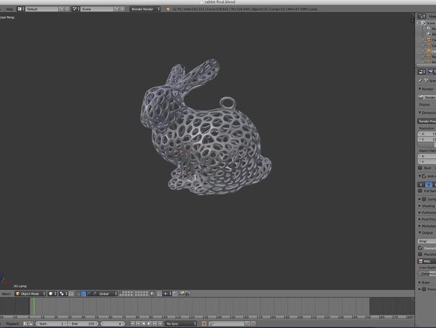 3D打印多孔兔子钥匙链3D打印模型
