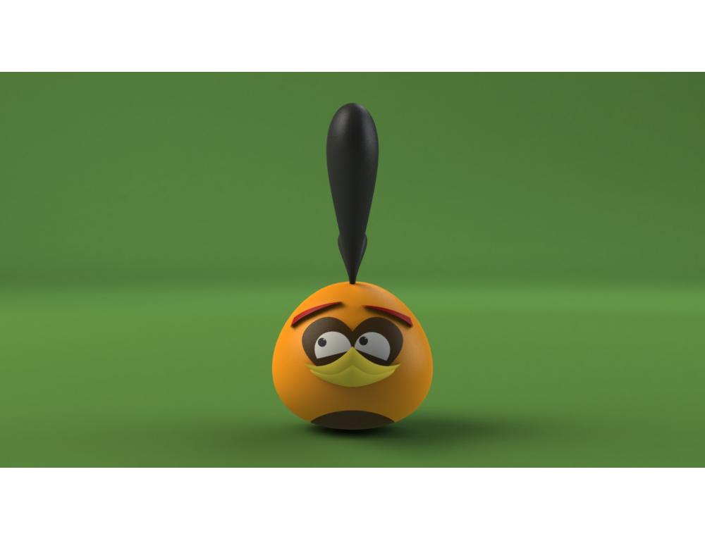 愤怒的小鸟玩具 橙色3D打印模型