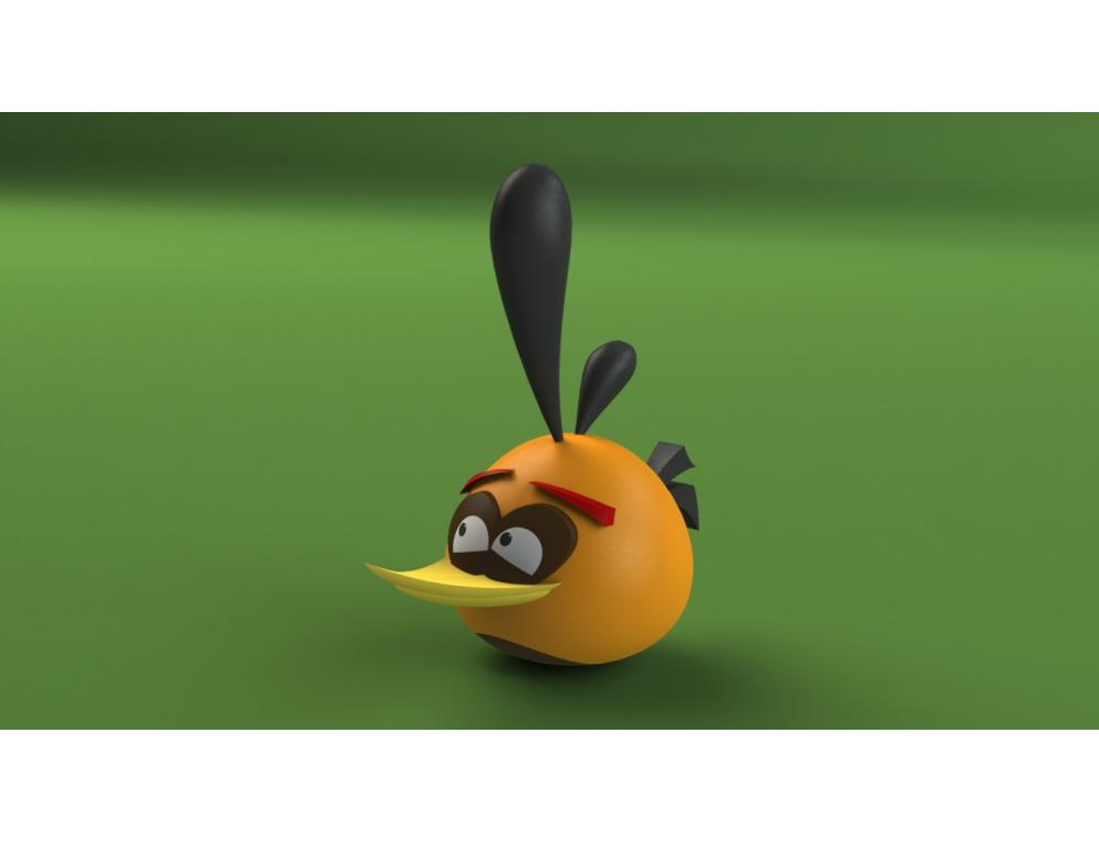愤怒的小鸟玩具 橙色3D打印模型