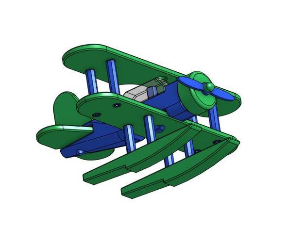 水上飞机直升机3D打印模型