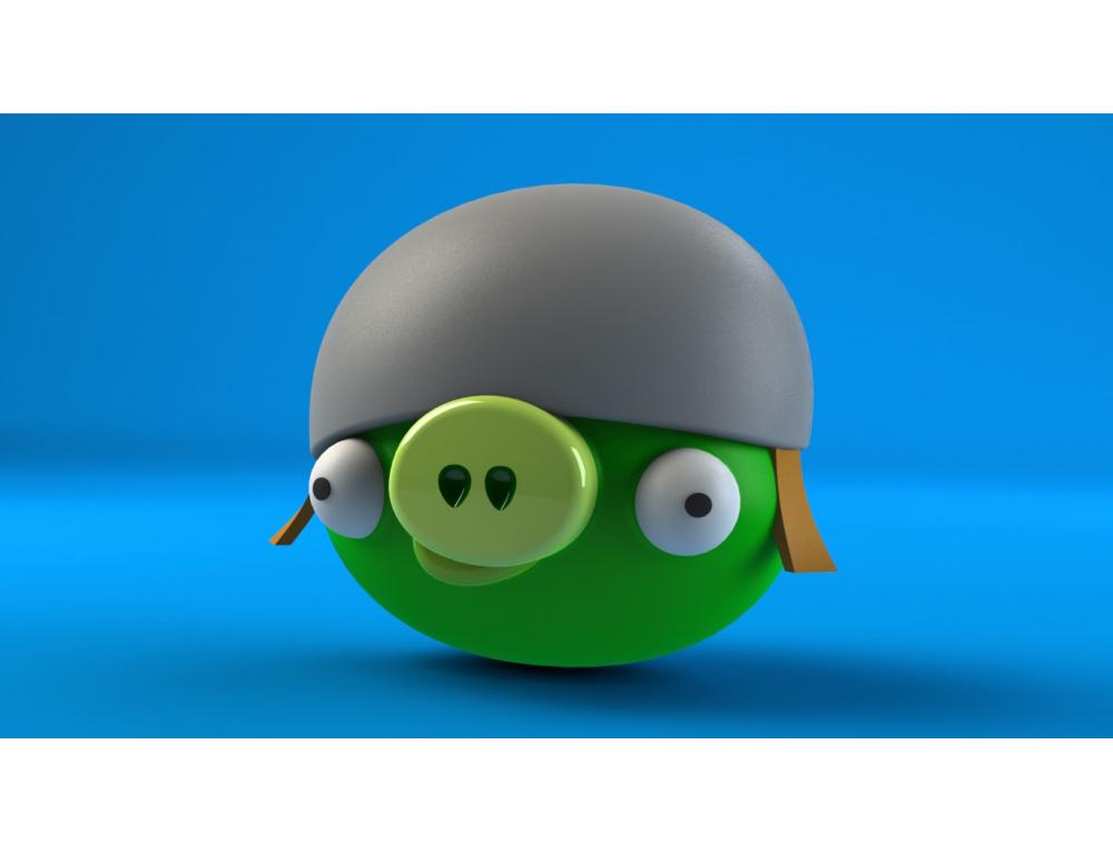 愤怒的小鸟 钢盔猪3D打印模型