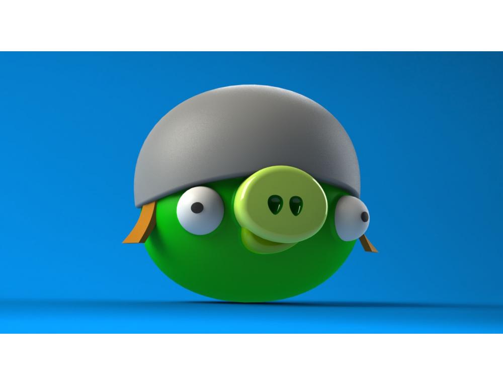 愤怒的小鸟 钢盔猪3D打印模型